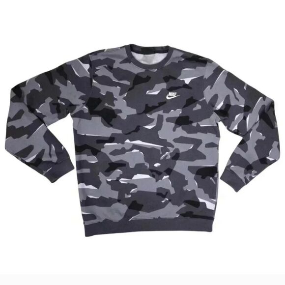 NIKE CLUB FLEECE CAMO CREWNECK SWEATER - Picture 1 of 5